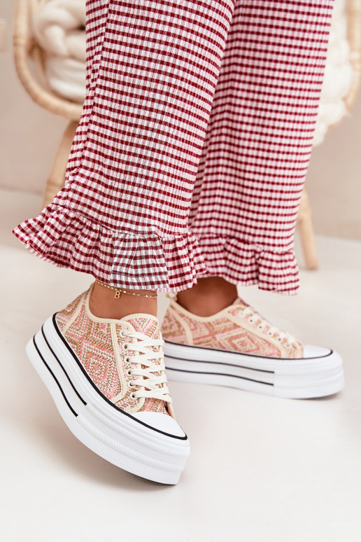 Ležérní obuv s platformou růžová Melina  Ležérní obuv s platformou růžová Melina