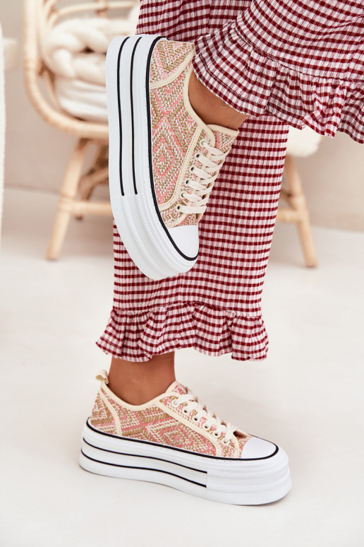 Ležérní obuv s platformou růžová Melina  Ležérní obuv s platformou růžová Melina