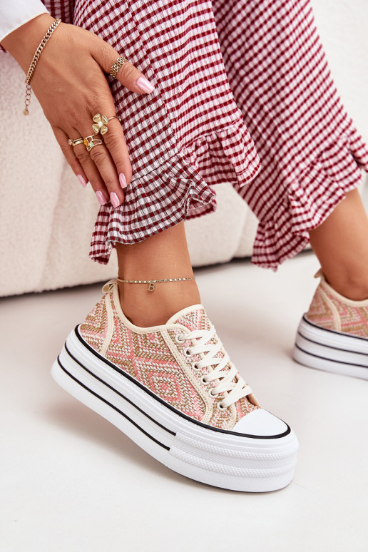 Ležérní obuv s platformou růžová Melina  Ležérní obuv s platformou růžová Melina