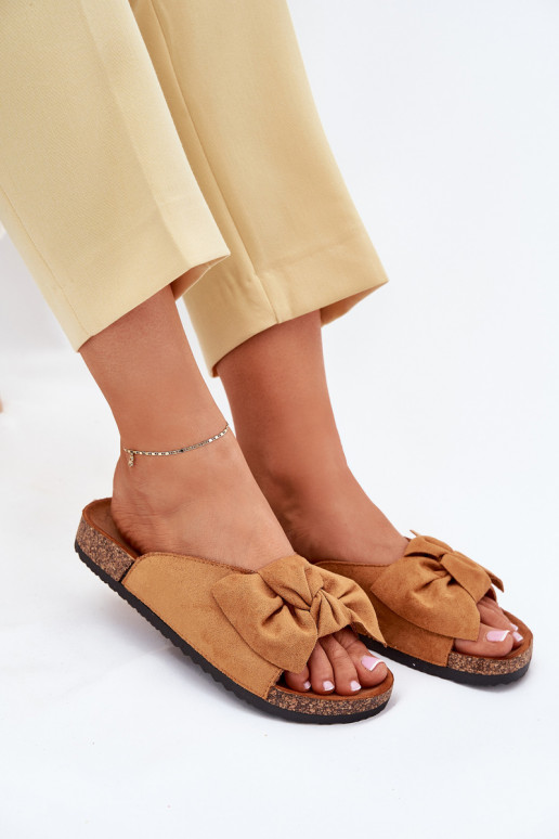 Dámské pantofle  Kokardką hnědáSeressa