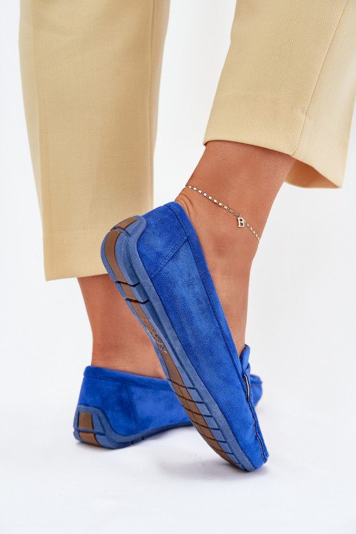 Elegantní semišové mokasíny kobaltově modrá Lenvie