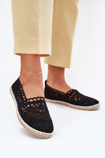 krajkové espadrilky  Černé Adelira 2
