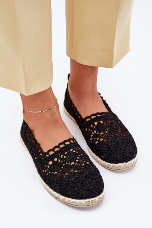 krajkové espadrilky  Černé Adelira krajkové espadrilky  Černé Adelira