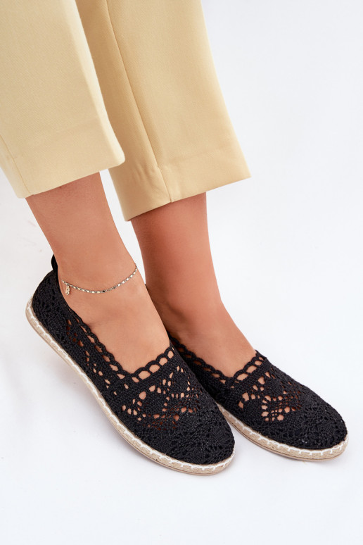 krajkové espadrilky  Černé Adelira krajkové espadrilky  Černé Adelira