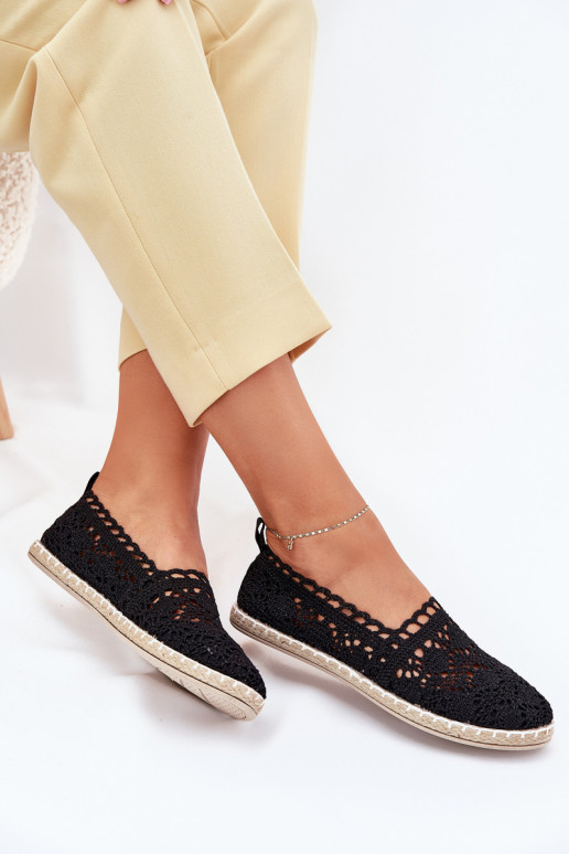 krajkové espadrilky  Černé Adelira krajkové espadrilky  Černé Adelira