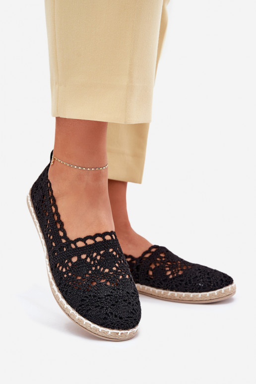 krajkové espadrilky  Černé Adelira krajkové espadrilky  Černé Adelira