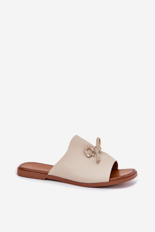 Dámské pantofle s širokými podpatky  béžové Norela