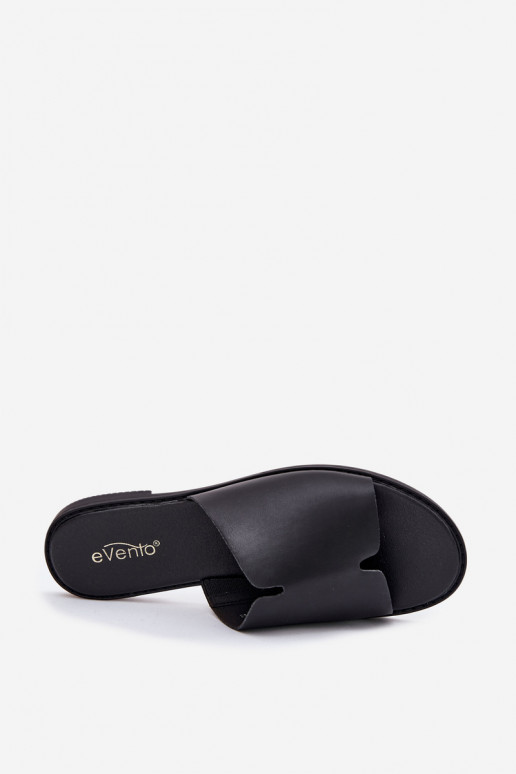 Dámské pantofle z ekologické kůže s širokými podpatky Černé Kalimira