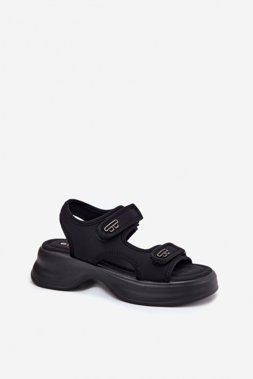 Dámské sandály Ze zlaté barvymi Detalami Černé Luvira