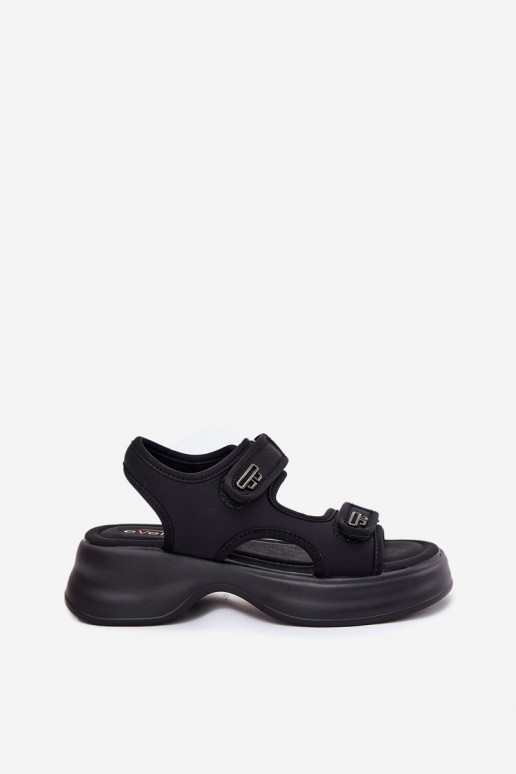 Dámské sandály Ze zlaté barvymi Detalami Černé Luvira