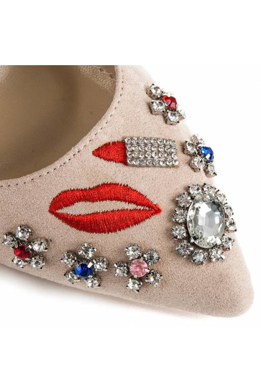 Zomšiniai smėlio spalvos bateliai su...