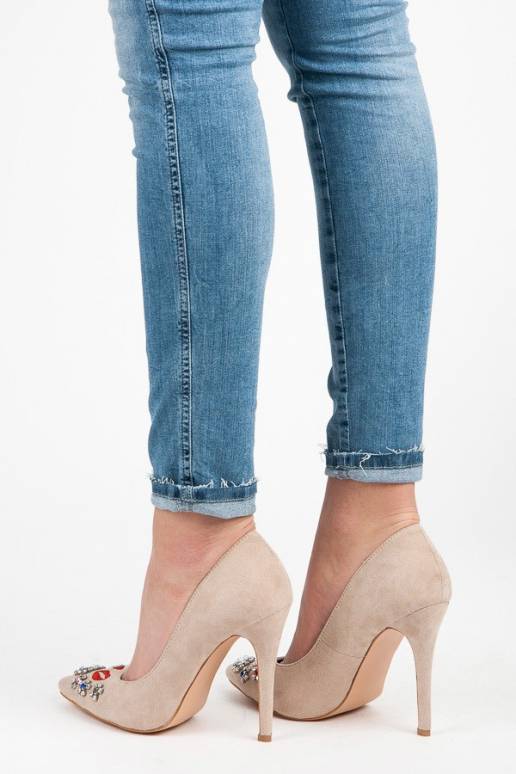 Zomšiniai smėlio spalvos bateliai su...