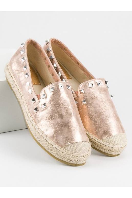 Rausvo aukso spalvos espadrilės su...