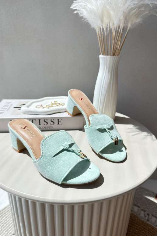 Dámské pantofle Z z eko semišeu s podpatky mincovna Jemenna