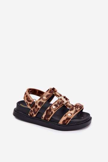 Dětské sandály Ze zlaté barvym Detalem se vzory leopardí kožešiny Lunessa 2