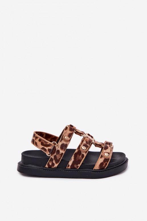 Dětské sandály Ze zlaté barvym Detalem se vzory leopardí kožešiny Lunessa Dětské sandály Ze zlaté barvym Detalem se vzory leopardí kožešiny Lunessa
