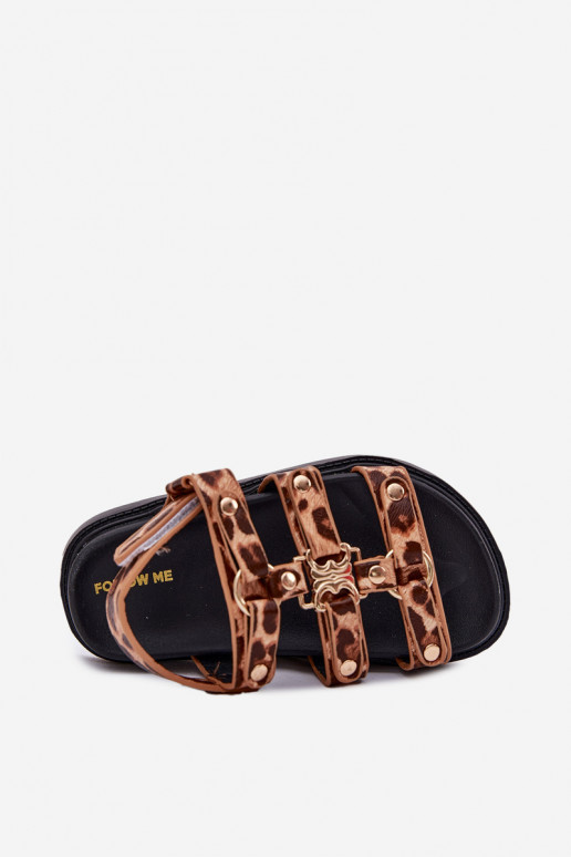 Dětské sandály Ze zlaté barvym Detalem se vzory leopardí kožešiny Lunessa Dětské sandály Ze zlaté barvym Detalem se vzory leopardí kožešiny Lunessa