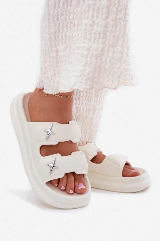  Dámské pantofle s platformou slonová kost Falowena