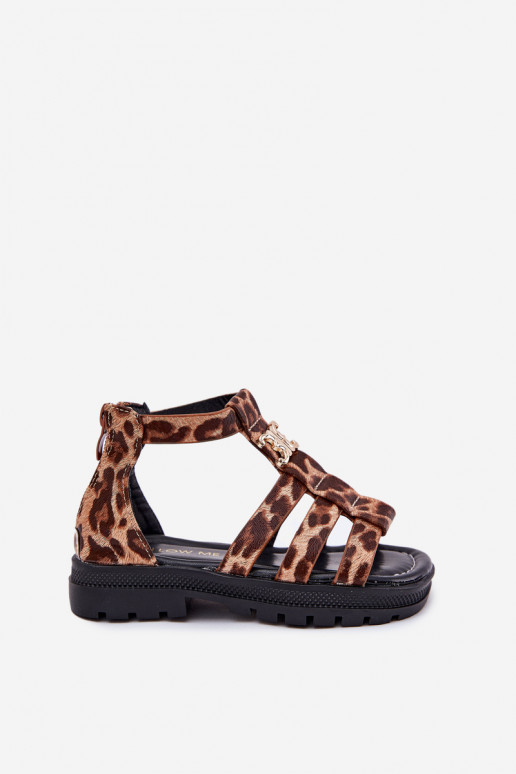 Dětské sandály  Ze zlaté barvym Detalem se vzory leopardí kožešiny Vesira Dětské sandály  Ze zlaté barvym Detalem se vzory leopardí kožešiny Vesira