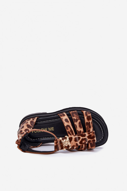 Dětské sandály  Ze zlaté barvym Detalem se vzory leopardí kožešiny Vesira Dětské sandály  Ze zlaté barvym Detalem se vzory leopardí kožešiny Vesira