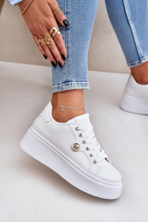 Eko  Tenisky s platformou Ze zlaté barvym Detalem bílé Zingie Eko  Tenisky s platformou Ze zlaté barvym Detalem bílé Zingie