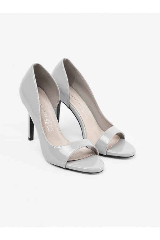 šedá vysoké podpatky z odkrytym noskiem šedá vysoké podpatky z odkrytym noskiem