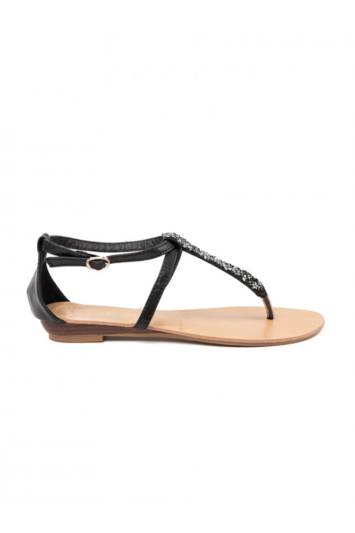 Ploché boty sandály Černé stylu japonek