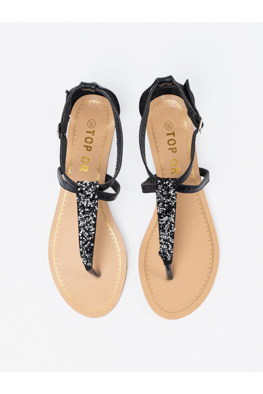 Ploché boty sandály Černé stylu japonek