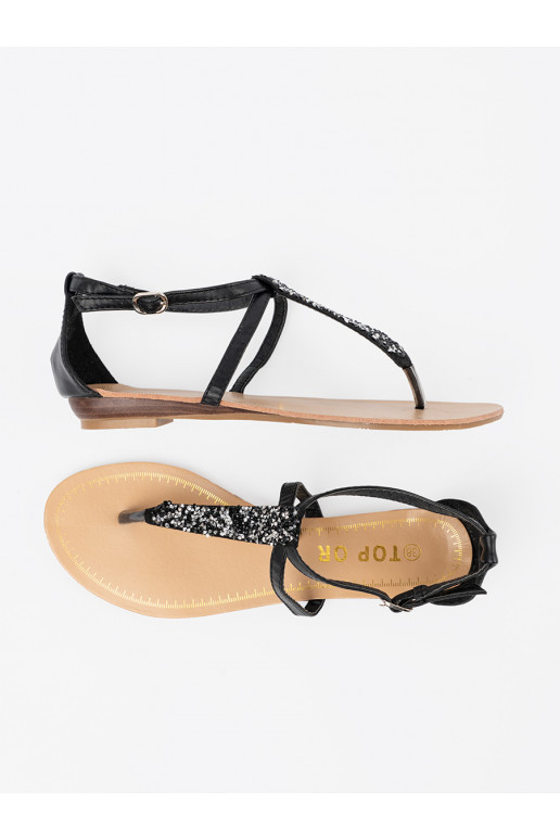 Ploché boty sandály Černé stylu japonek