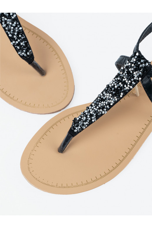 Ploché boty sandály Černé stylu japonek