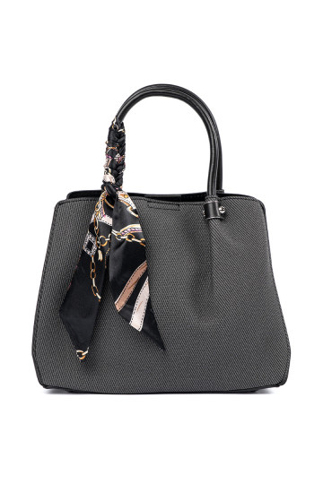 černá średnia kabelka z ozdobną chustą