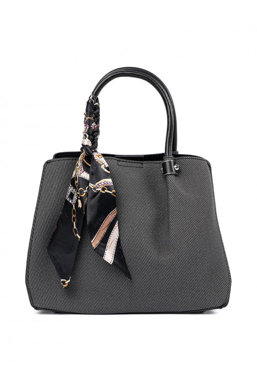 černá średnia kabelka z ozdobną chustą