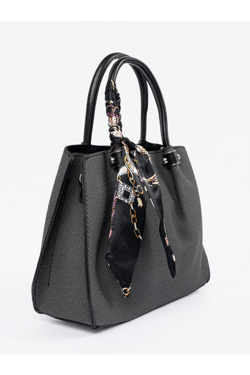 černá średnia kabelka z ozdobną chustą