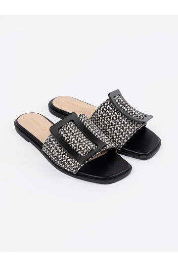 Tweedowe Pantofle  černá-bílé 2