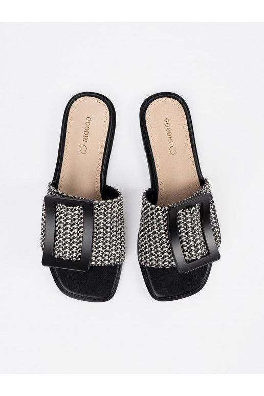 Tweedowe Pantofle  černá-bílé Tweedowe Pantofle  černá-bílé