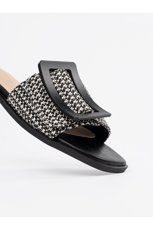 Tweedowe Pantofle  černá-bílé Tweedowe Pantofle  černá-bílé