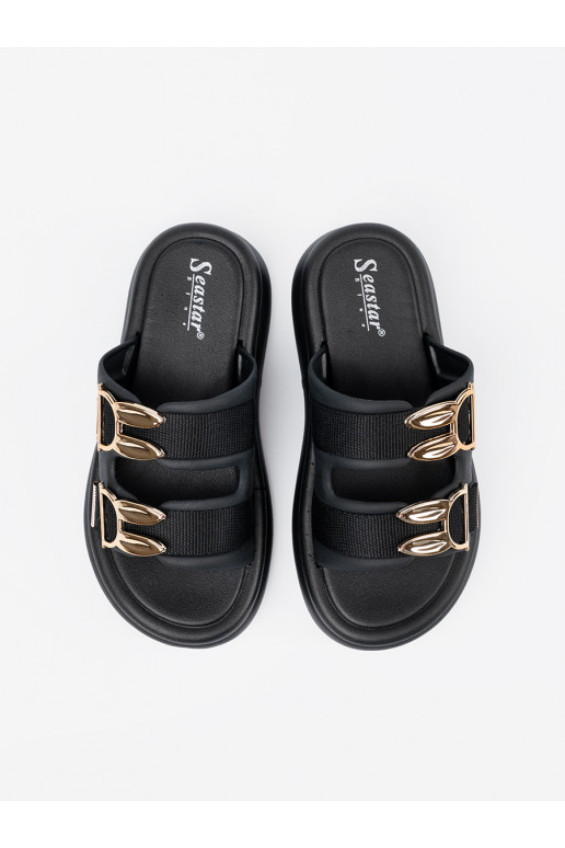 Pantofle ze mi klamrami s platformou Pantofle ze mi klamrami s platformou