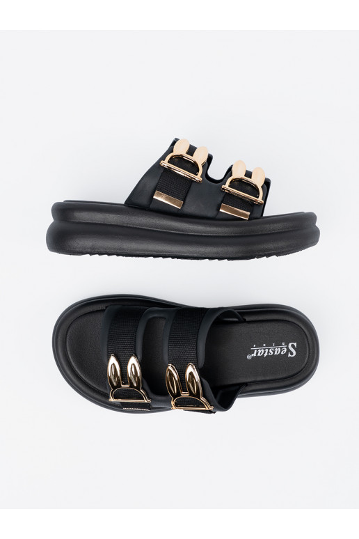 Pantofle ze mi klamrami s platformou Pantofle ze mi klamrami s platformou