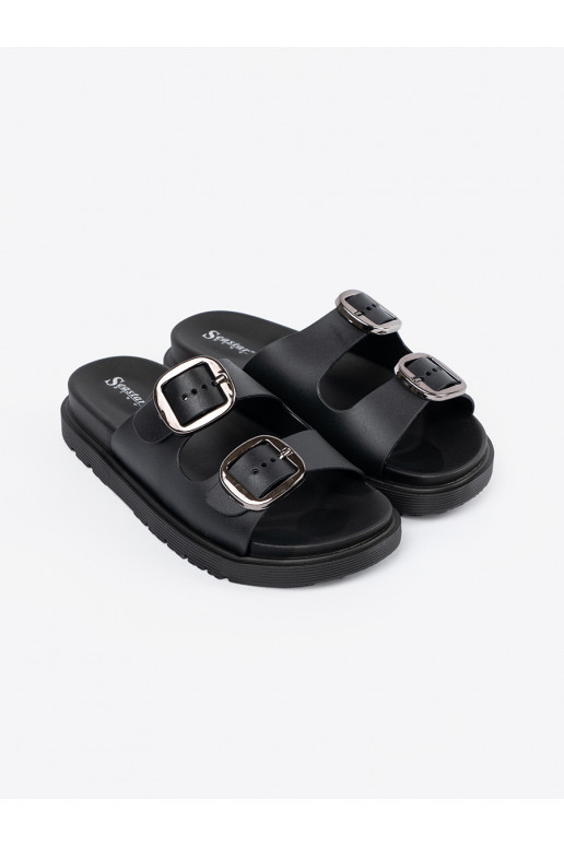 Pantofle Černé ze mi klamrami Pantofle Černé ze mi klamrami