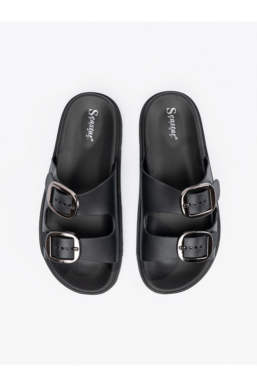 Pantofle Černé ze mi klamrami Pantofle Černé ze mi klamrami