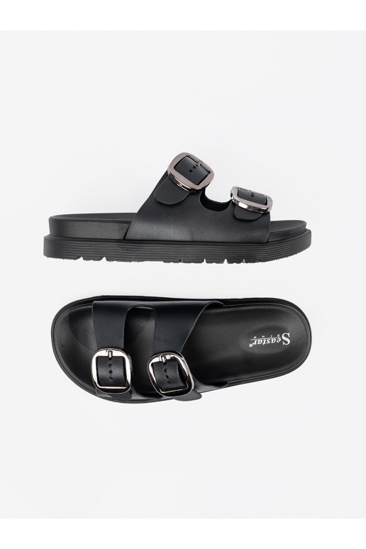 Pantofle Černé ze mi klamrami Pantofle Černé ze mi klamrami