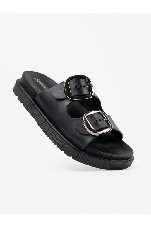Pantofle Černé ze mi klamrami Pantofle Černé ze mi klamrami
