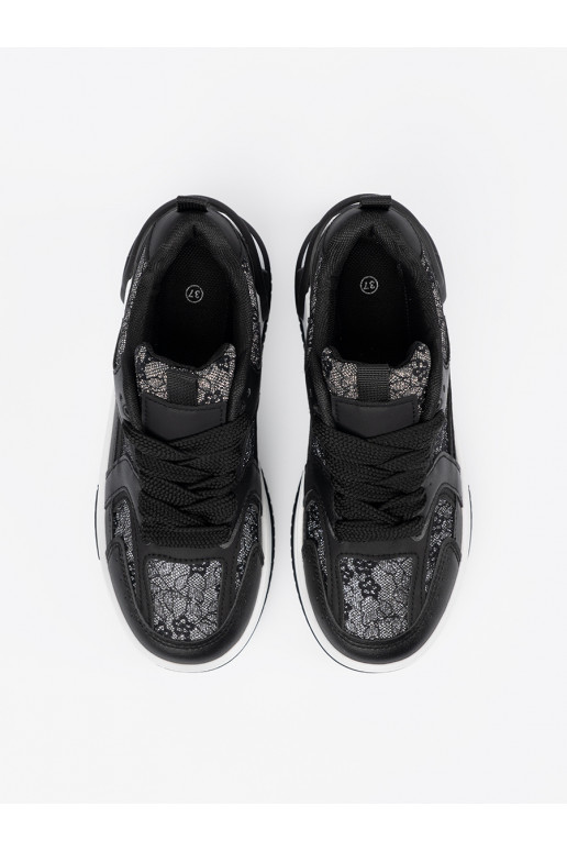 Dámská ležérní obuv z koronką černá-bílé Dámská ležérní obuv z koronką černá-bílé