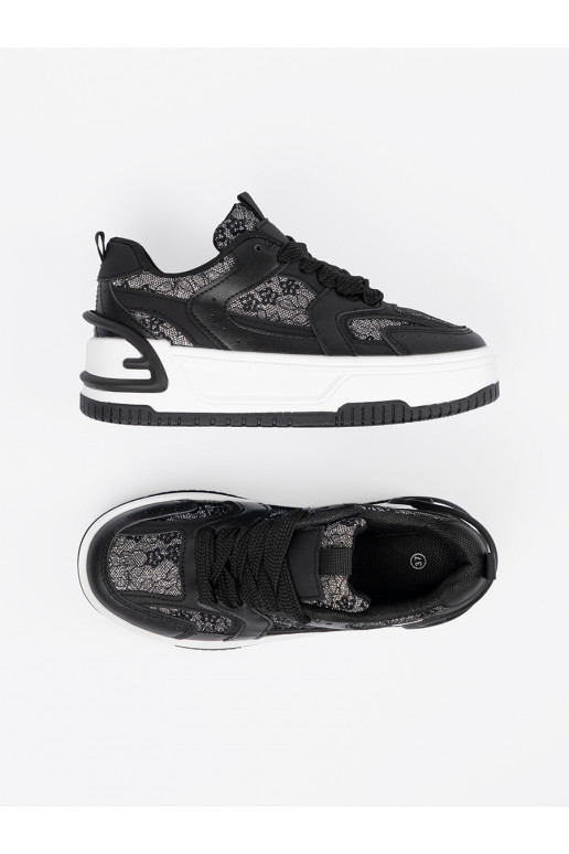 Dámská ležérní obuv z koronką černá-bílé Dámská ležérní obuv z koronką černá-bílé