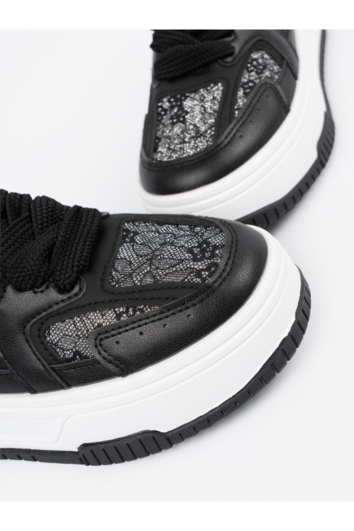 Dámská ležérní obuv z koronką černá-bílé Dámská ležérní obuv z koronką černá-bílé