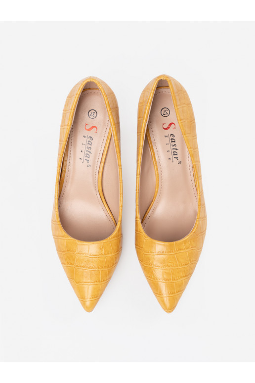 Žlut klasick lodičky na tenk m podpatku