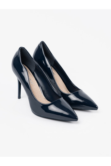 tmavě modrá  vysoké podpatky s tenkým podpatkem 2