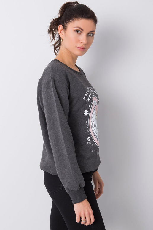 Tmavě šedá mikina s potiskem Trisha