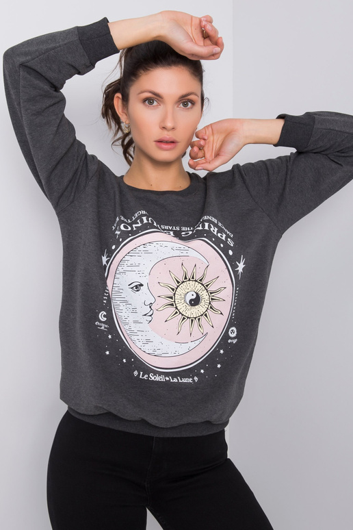 Tmavě šedá mikina s potiskem Trisha