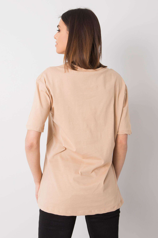 Béžové tričko s potiskem Billie RUE...